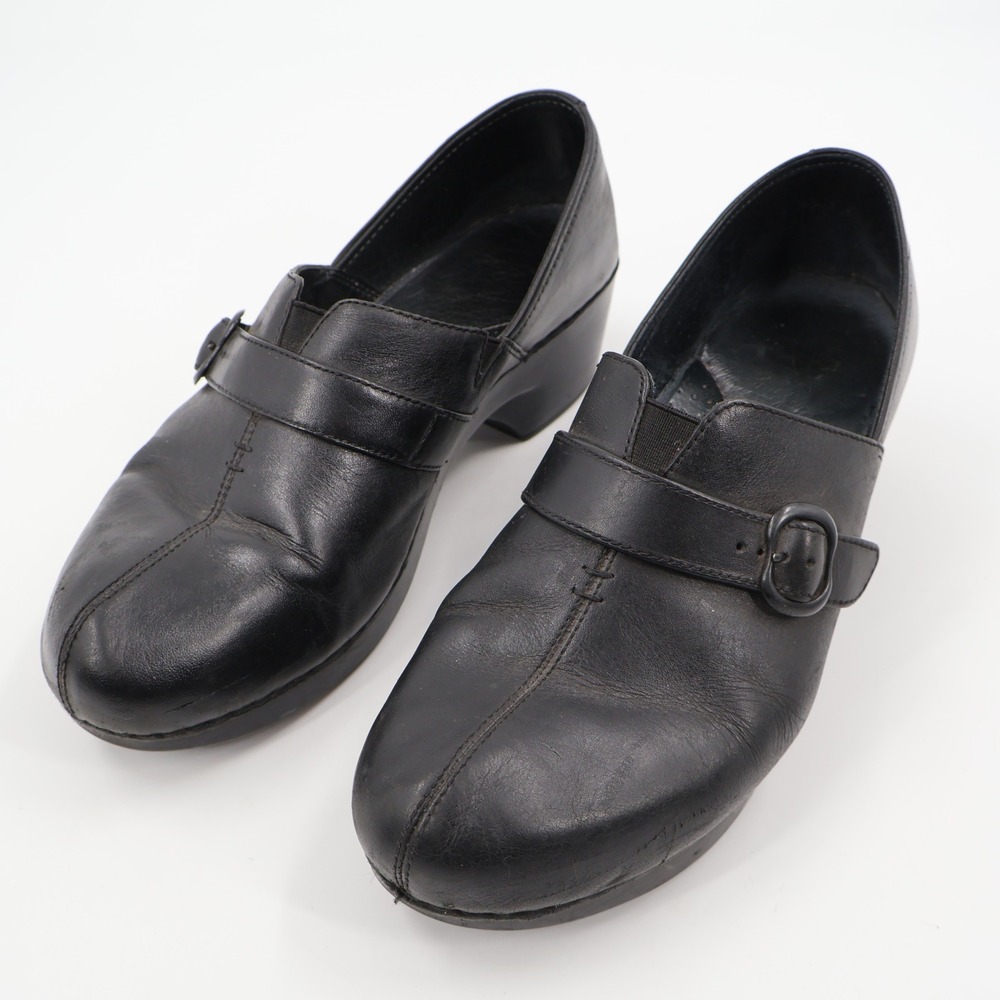 Dansko Leather Clogs Womens 42 Black‎ Buckle Strap Wedge Professional 4800020200